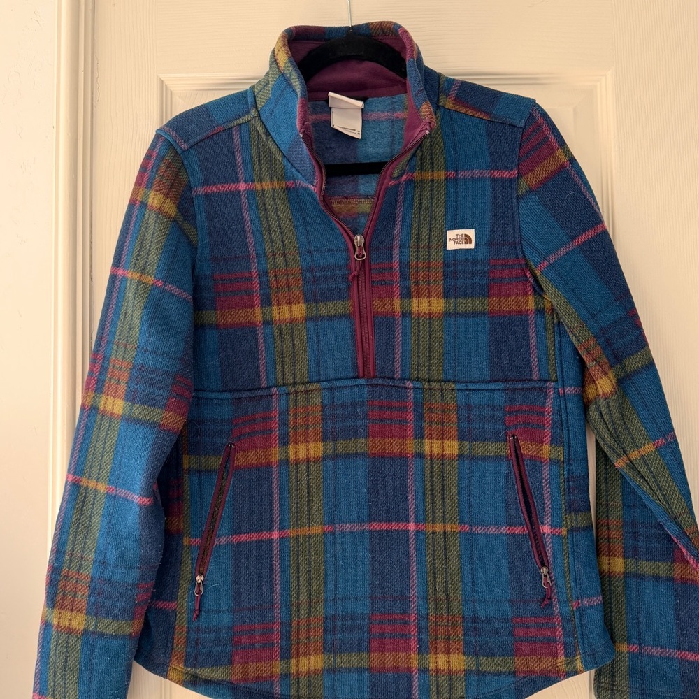 The North Face Women's Plaid Pullover - Blue, Red, Yellow